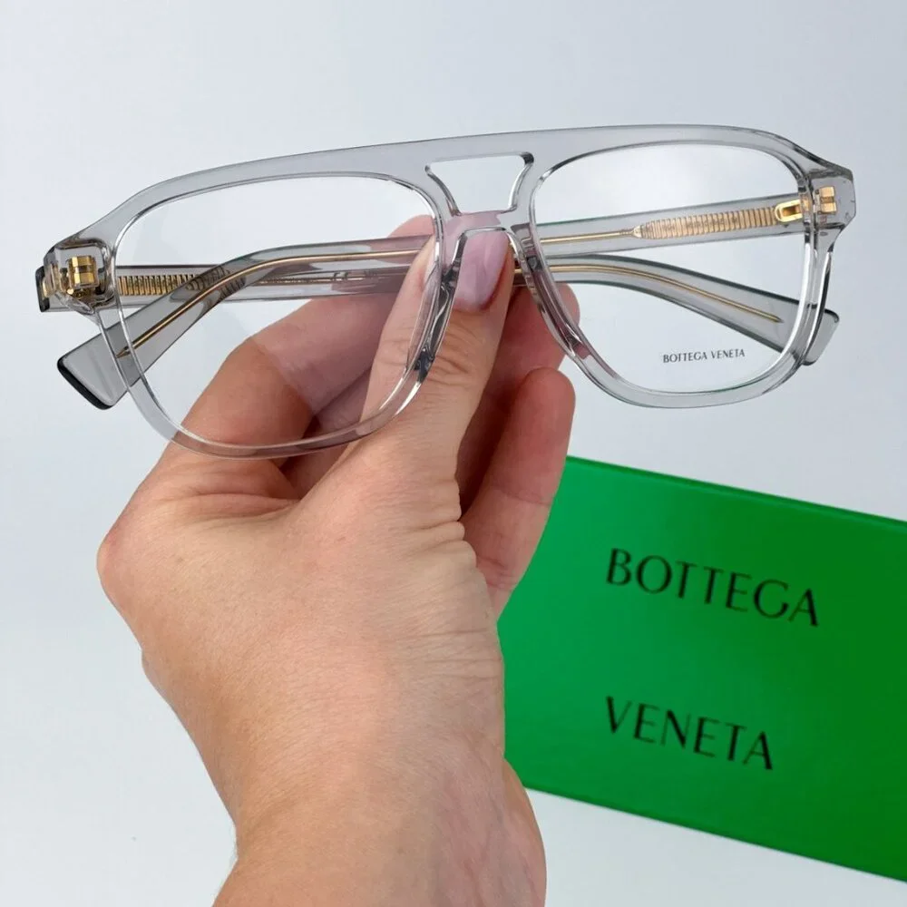 Bottega Veneta BV1294O 004 BRAND NEW Eyeglasses Grey Pilot Women